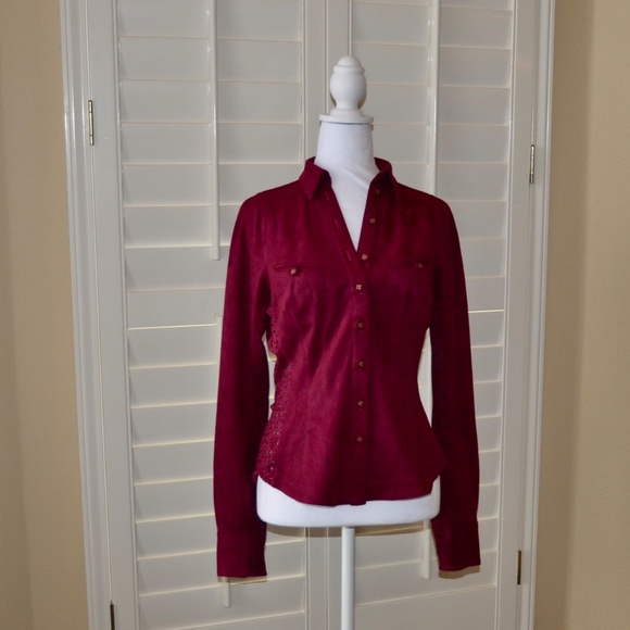 In Earnest by Byron Lars Long Sleeve Vegan Suede Button Down - Picture 2 of 10